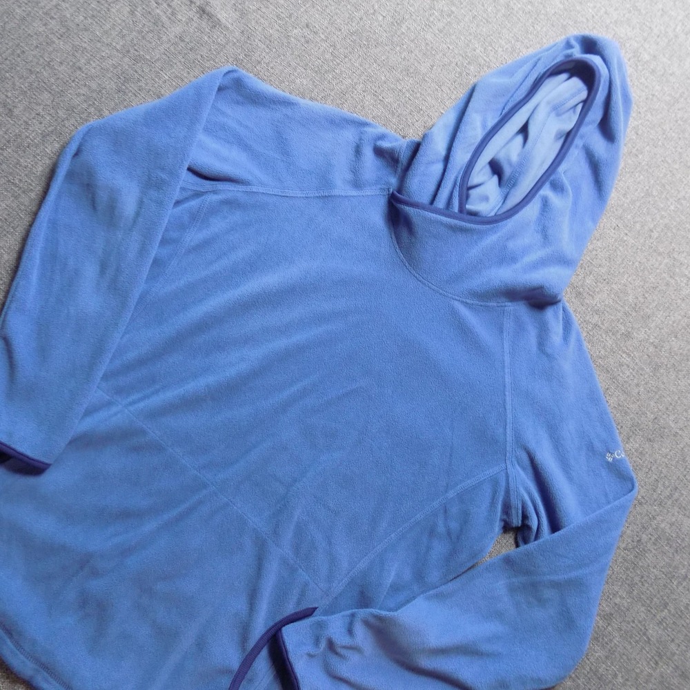 Columbia Fleece Hoodie Womens XL Blue Good Pullover Kangaroo Pocket AK1704